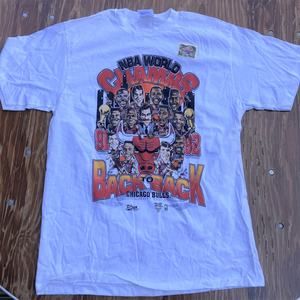 NOS 90s NBA Chicago Bulls Back to Back 91 92 World Champion T-Shirt Vintage